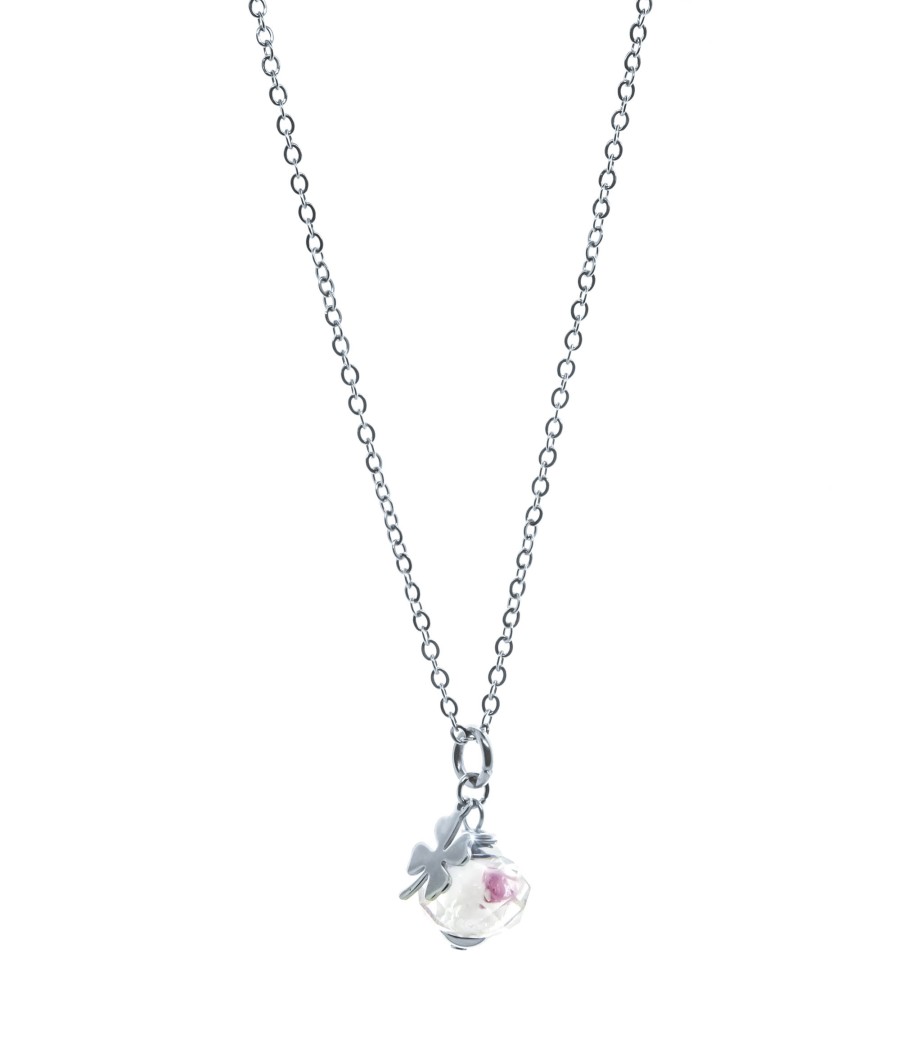 Collane Casetta di marzapane | Quatrefoil White Crystal Necklace