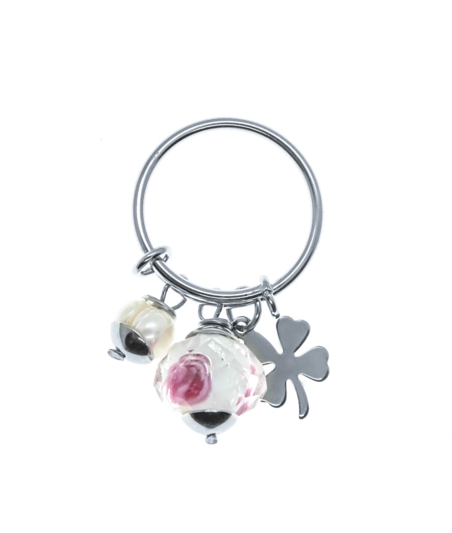 Anelli Casetta di marzapane | Quatrefoil White Crystal And Pearls Ring