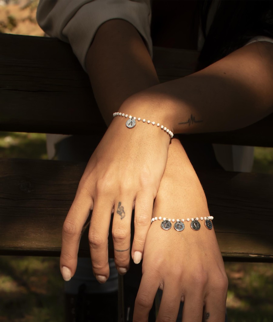 Bracciali Casetta di marzapane | Bracciale White My Letter Coin